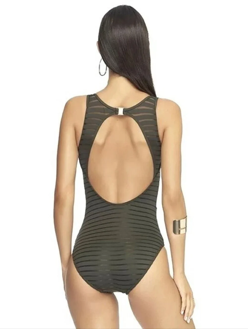 NWT Jets Australia-Jessika Allen Mesh-Trim Swimsuit Black Sz 6